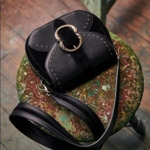 Sezane Oli Black stud leather crossbody bag